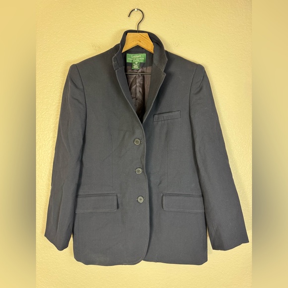 Lauren Ralph Lauren Vintage Regent Navy Blue Wool Blazer Coat size 10P 10 Petite - Picture 7 of 9
